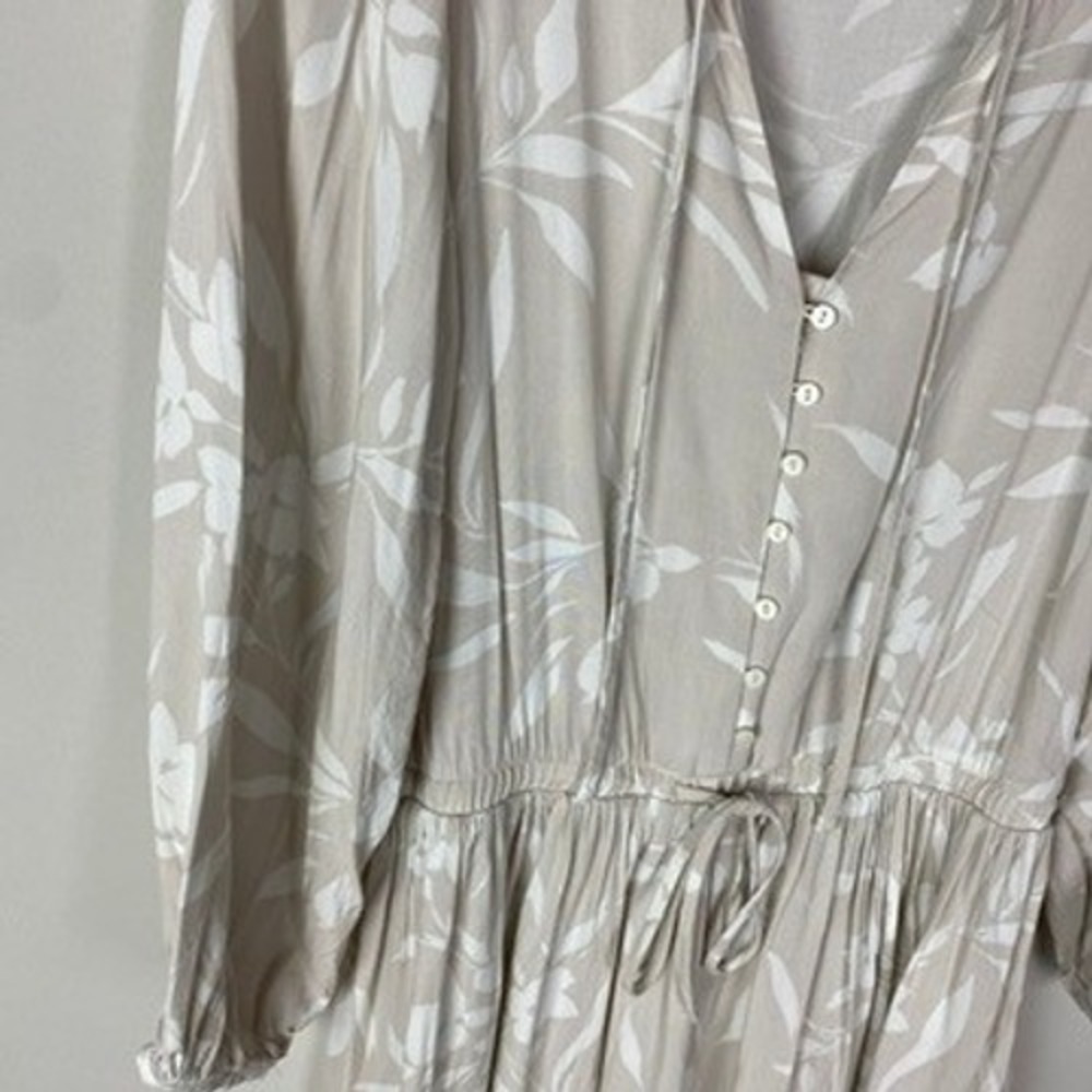 Z Supply Camila Mini Dress Tan Floral Print Long Sleeve Tiered Ruffle Size Small - Picture 5 of 7